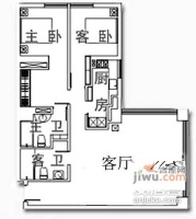 汇金广场2室2厅2卫132㎡户型图