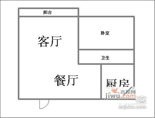 汇金广场1室1厅1卫户型图