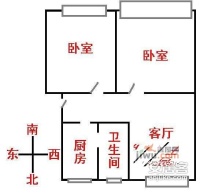 武康社区2室1厅1卫65㎡户型图