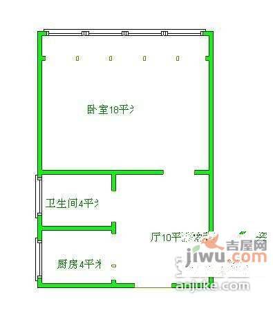 吴兴大楼小区1室1厅1卫52㎡户型图