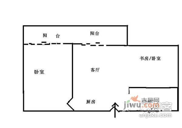 星辰园1室2厅1卫67㎡户型图