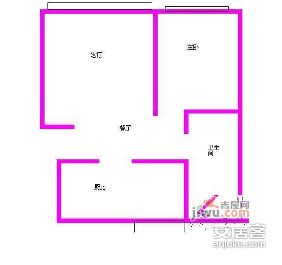 星辰园1室2厅1卫67㎡户型图