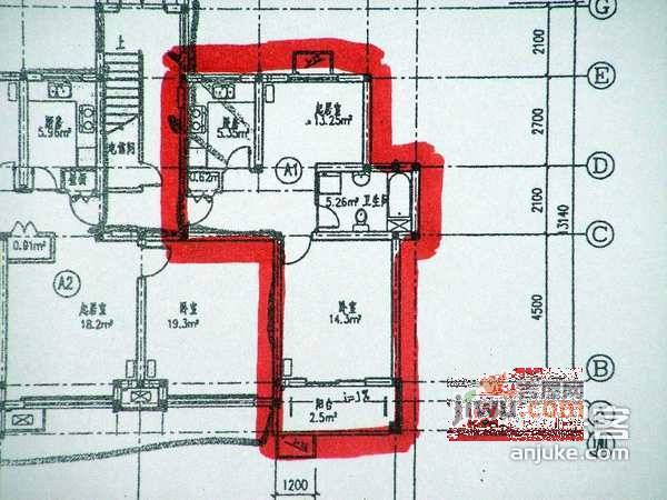 三辰苑1室1厅1卫57㎡户型图