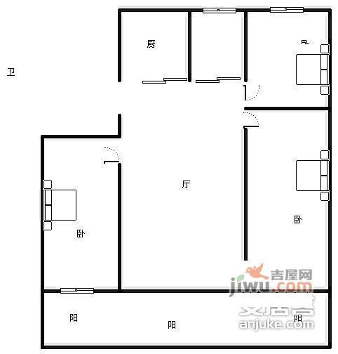 天虹小区3室1厅1卫83㎡户型图