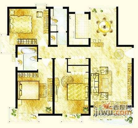 天乐小区3室2厅1卫110㎡户型图