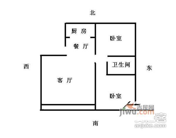 公捷苑2室1厅1卫77㎡户型图