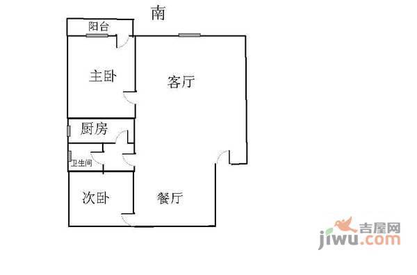 新水桥公寓2室2厅1卫110㎡户型图