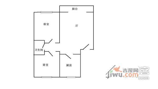 新水桥公寓2室1厅1卫83㎡户型图