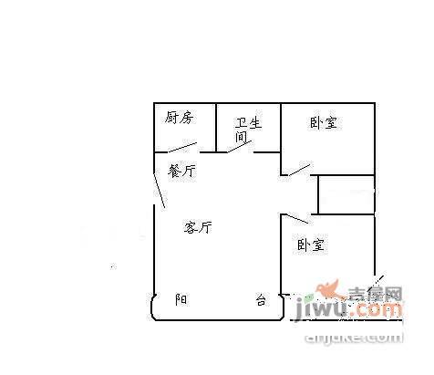 白洋苑2室1厅1卫85㎡户型图