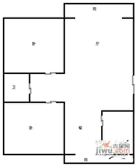 荣景苑A区2室2厅1卫83㎡户型图