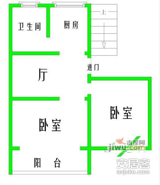 高乐小区2室1厅1卫户型图