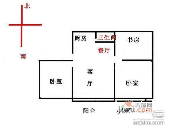 高乐小区3室1厅1卫105㎡户型图