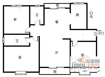 河谷三号4室2厅3卫133㎡户型图