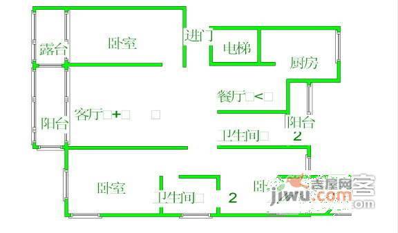 龙祥公寓3室2厅2卫136㎡户型图