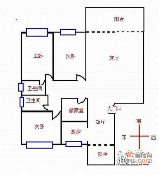 绿波苑3室2厅2卫138㎡户型图