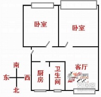 江川一村2室2厅1卫87㎡户型图