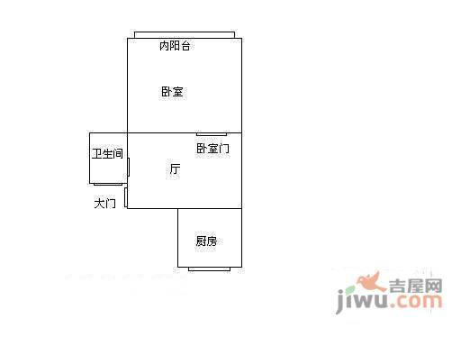 江川一村1室1厅1卫39㎡户型图