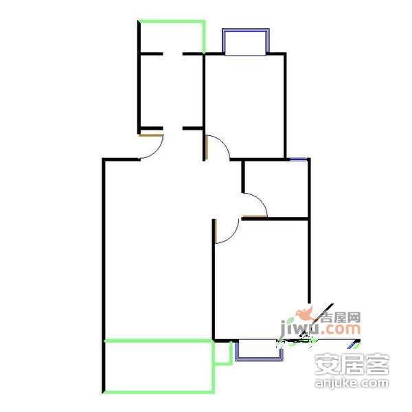 蓝天东区2室1厅1卫63㎡户型图