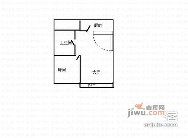 蓝天东区1室1厅1卫户型图