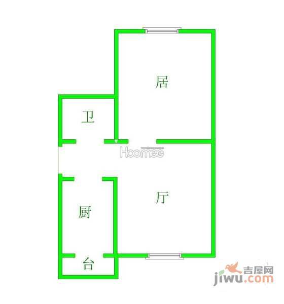 白云小区2室2厅1卫80㎡户型图