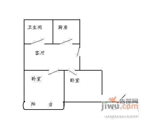 人乐小区2室1厅1卫78㎡户型图