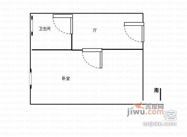 月夏香樟林1室1厅1卫54㎡户型图