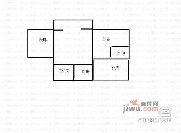 通波小区3室2厅2卫133㎡户型图