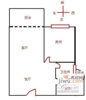 通波小区1室1厅1卫56㎡户型图