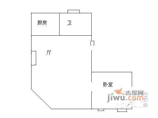 通波小区1室1厅1卫56㎡户型图