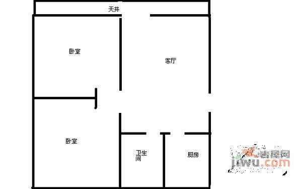 通波小区2室2厅1卫96㎡户型图