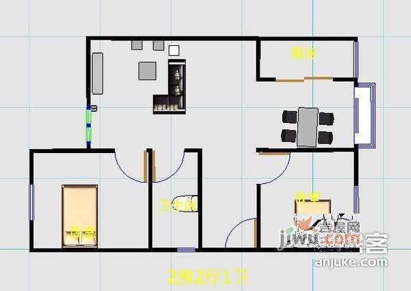 通波小区2室1厅1卫80㎡户型图