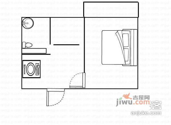 凤凰小区1室1厅1卫51㎡户型图