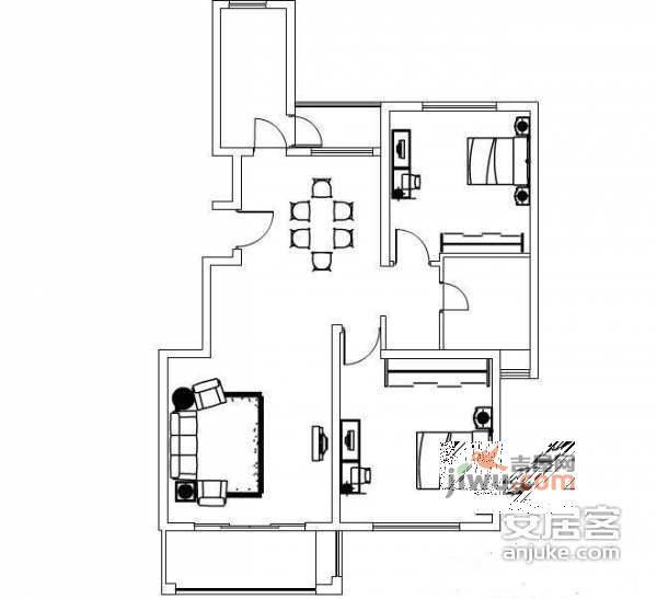 兴日家园2室2厅1卫92㎡户型图