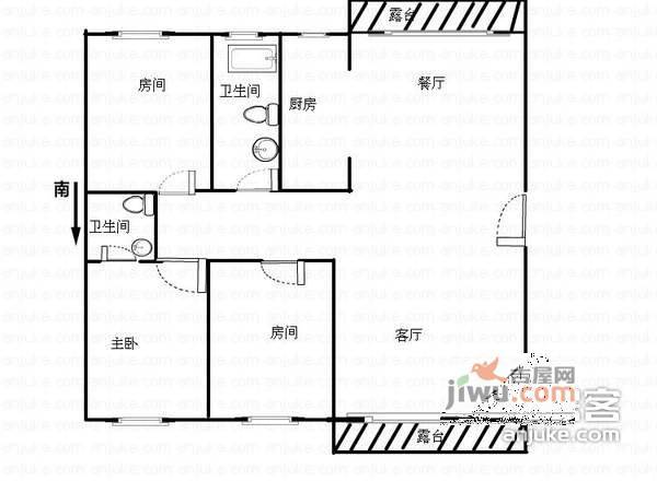 兴日家园3室2厅2卫134㎡户型图