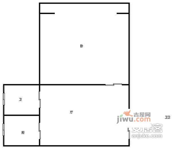 荣乐五村1室1厅1卫56㎡户型图