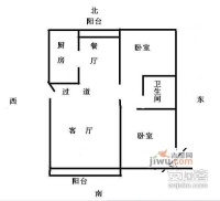 江中公寓2室2厅1卫103㎡户型图