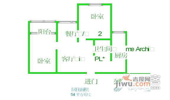 新乐名苑2室2厅1卫103㎡户型图