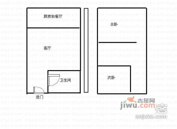 新桥首府2室1厅1卫71㎡户型图