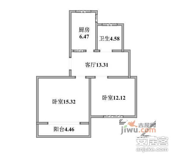 新桥首府2室1厅1卫71㎡户型图