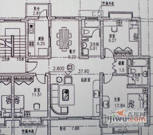 开元广场4室2厅3卫187㎡户型图