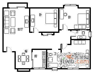 赛杰苑3室2厅2卫148㎡户型图