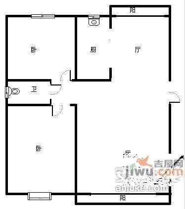 赛杰苑2室2厅1卫95㎡户型图