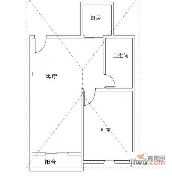 恒杰丁香花园1室1厅1卫户型图