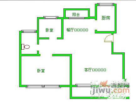 恒杰丁香花园2室2厅1卫128㎡户型图