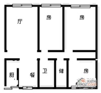 昌鑫花园3室2厅1卫106㎡户型图