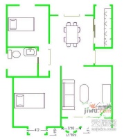 珠江新城2室2厅1卫115㎡户型图