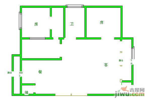 爱丁堡润峰苑2室2厅2卫95㎡户型图