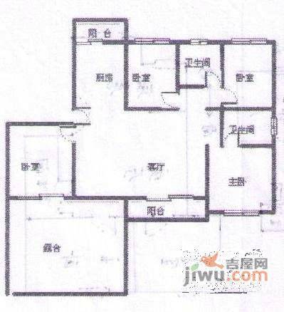 松江半岛花园5室3厅3卫210㎡户型图