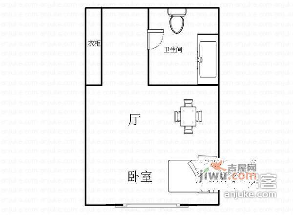 上海诗林1室1厅1卫60㎡户型图