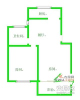上海诗林2室1厅1卫50㎡户型图